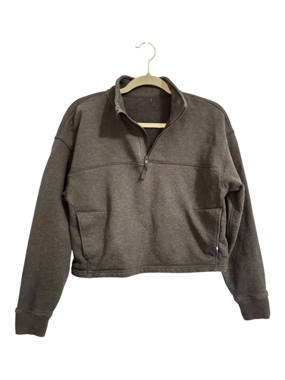 Kit and Ace Half Zip Terry Pullover Small Heathered Gray